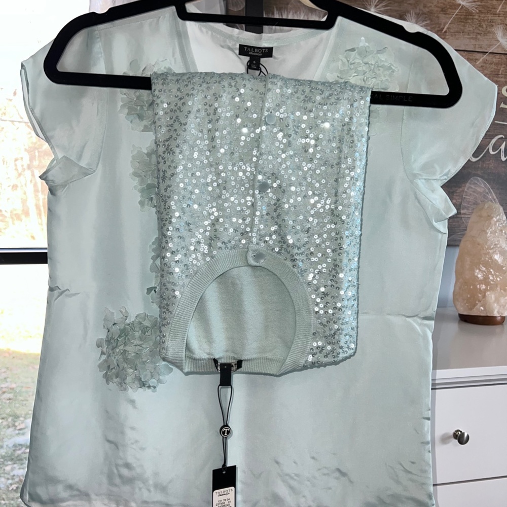 NWT Talbots Sweater Set in Pale Mint Green